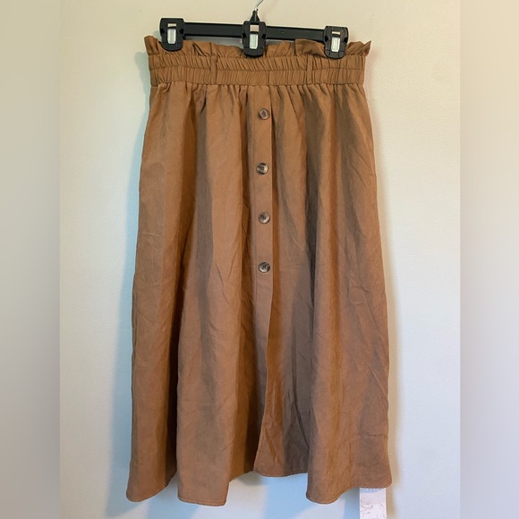 Emery Rose Brown Button-Front Midi Skirt NWT - Picture 1 of 6